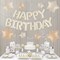 Happy Birthday Balloon Banner – 16” Cream Foil Letter Balloons with 8 Cream, Caramel & Brown Star Balloons for Women, Men, Boys & Girls Party Decorations (Cream)
